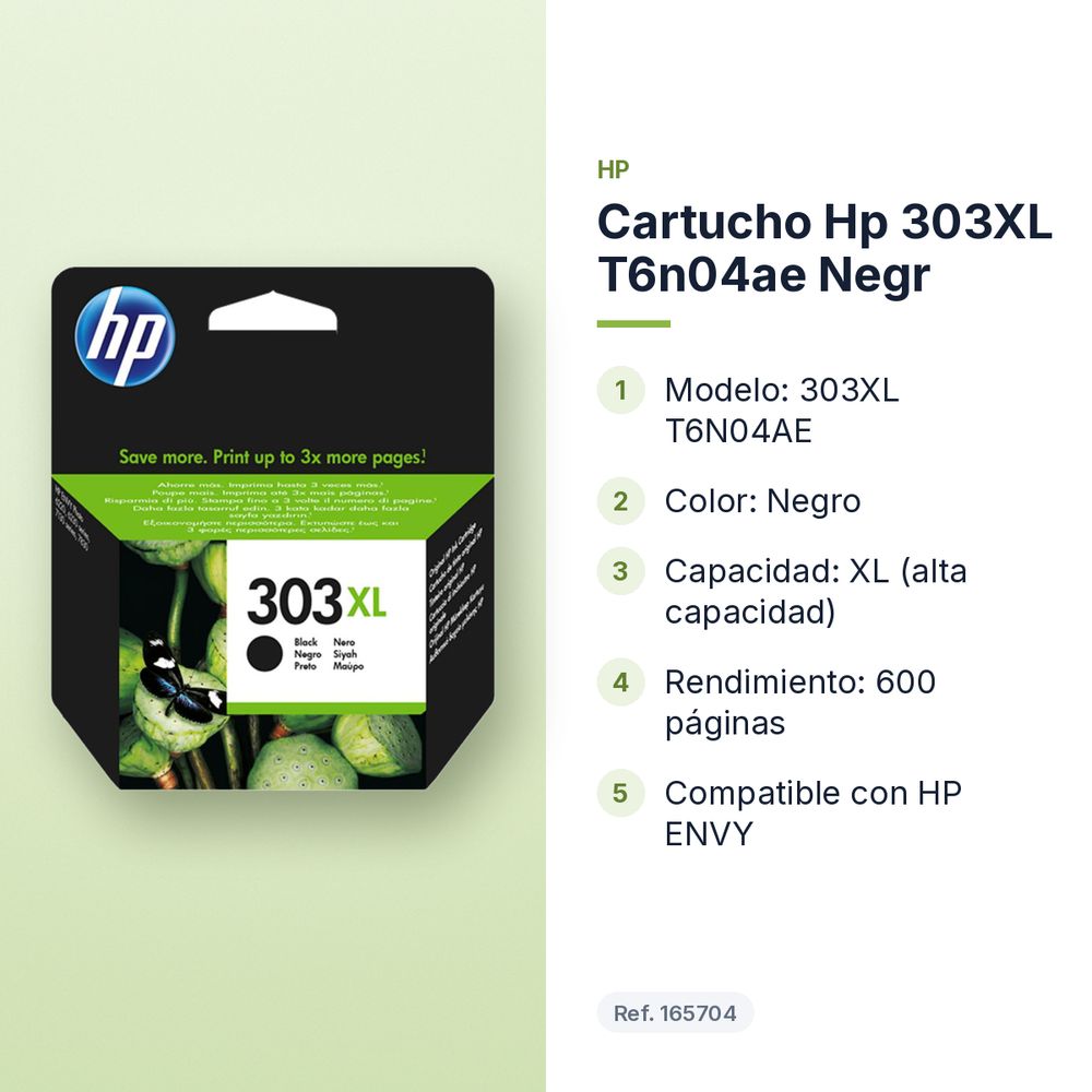 CARTUCHO HP 303XL T6N04AE NEGR - características principales