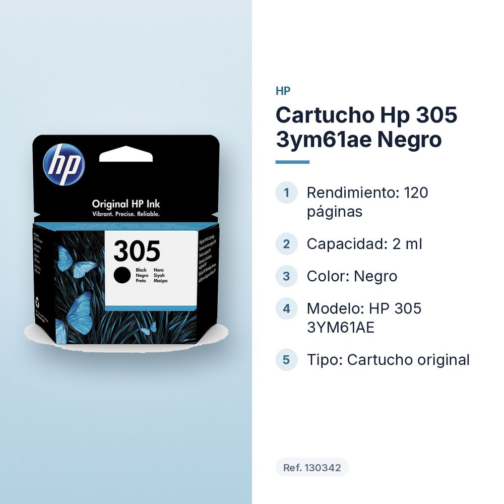 CARTUCHO HP 305 3YM61AE NEGRO - características principales