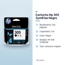 CARTUCHO HP 305 3YM61AE NEGRO - características principales