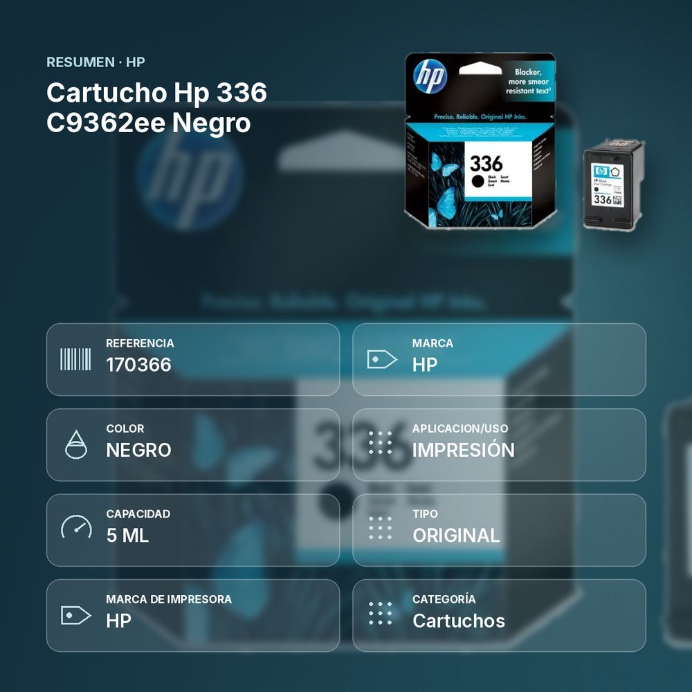 CARTUCHO HP 336 C9362EE NEGRO - resumen de atributos