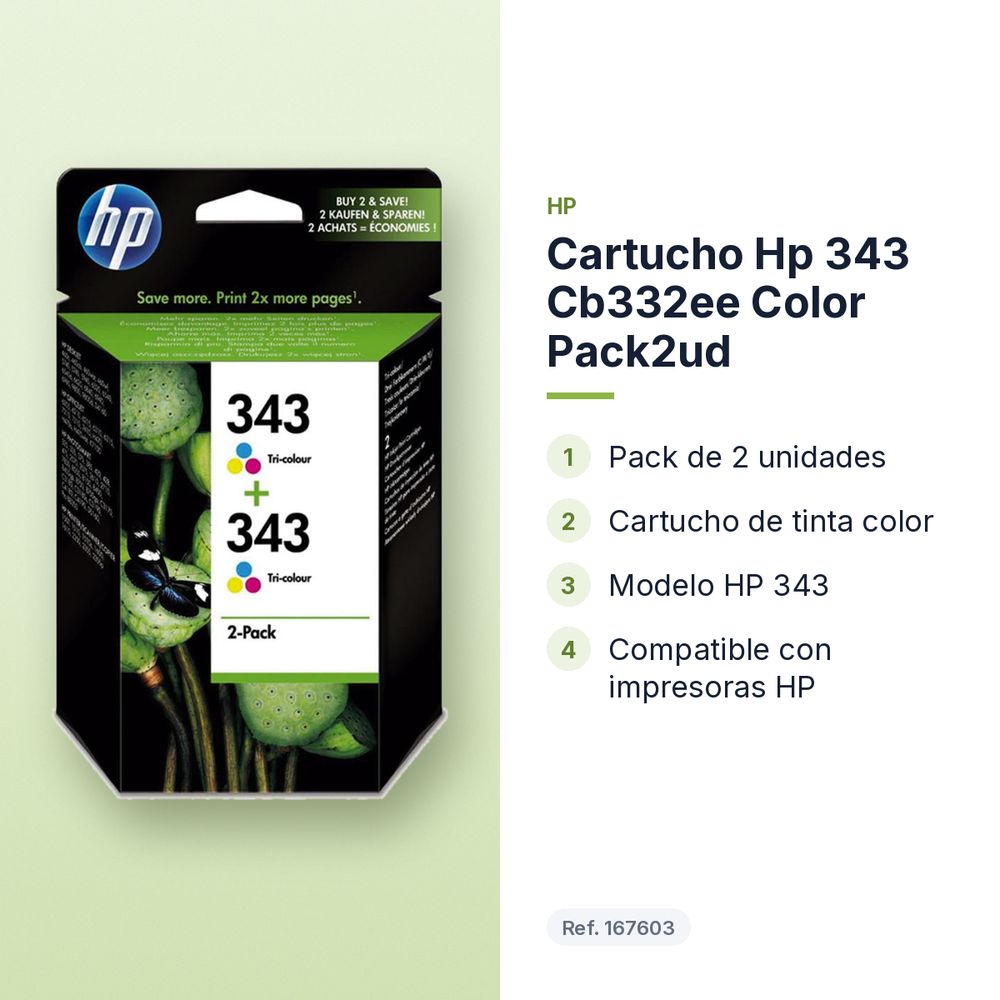 CARTUCHO HP 343 CB332EE COLOR PACK2UD - características principales