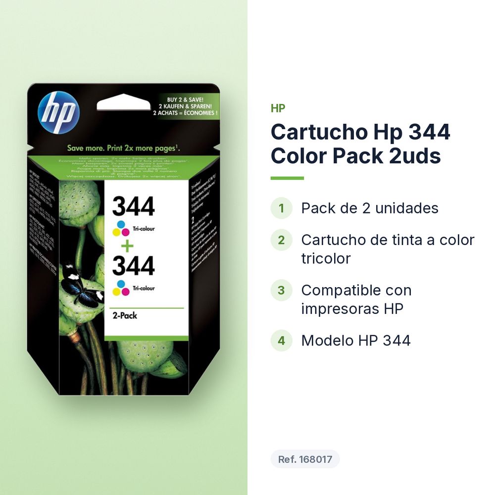 CARTUCHO HP 344 COLOR PACK 2UDS - características principales