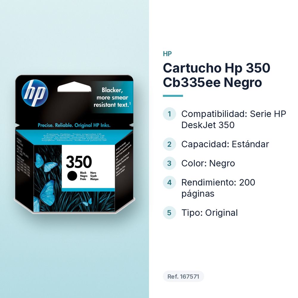 CARTUCHO HP 350 CB335EE NEGRO - características principales