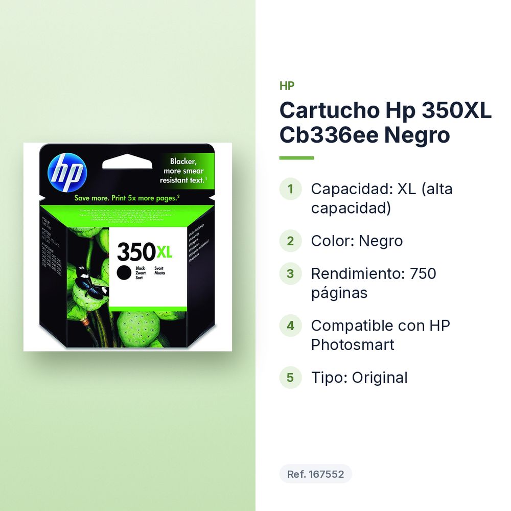 CARTUCHO HP 350XL CB336EE NEGRO - características principales