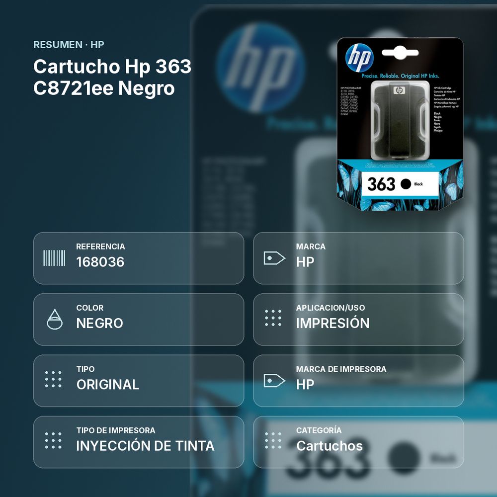 CARTUCHO HP 363 C8721EE NEGRO - resumen de atributos