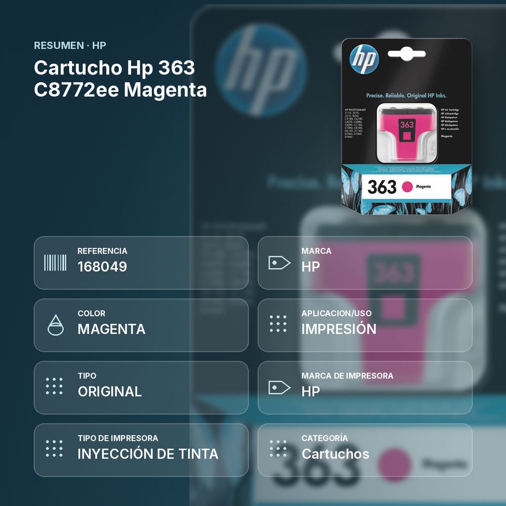 CARTUCHO HP 363 C8772EE MAGENTA - resumen de atributos