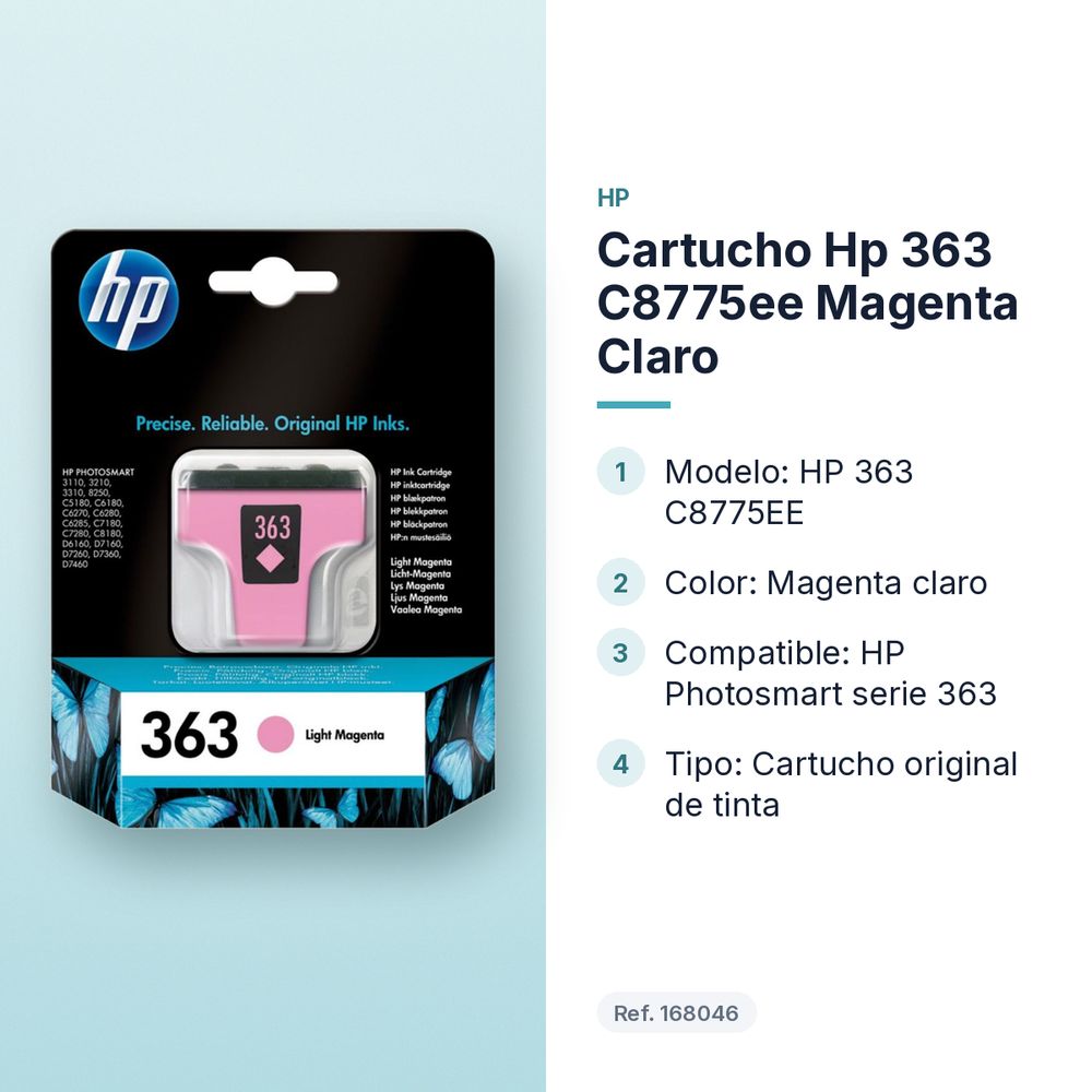 CARTUCHO HP 363 C8775EE MAGENTA CLARO - características principales