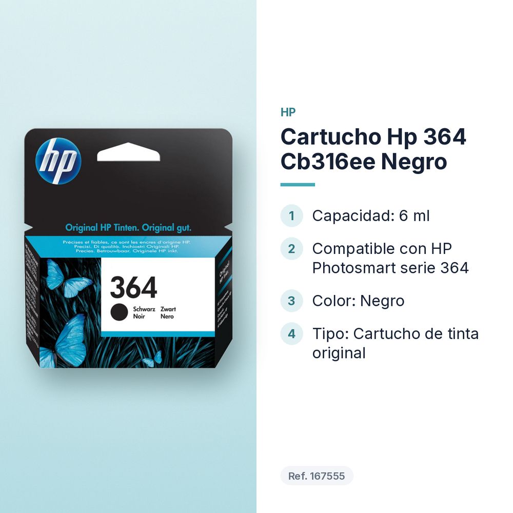 CARTUCHO HP 364 CB316EE NEGRO - características principales