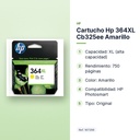 CARTUCHO HP 364XL CB325EE AMARILLO - características principales