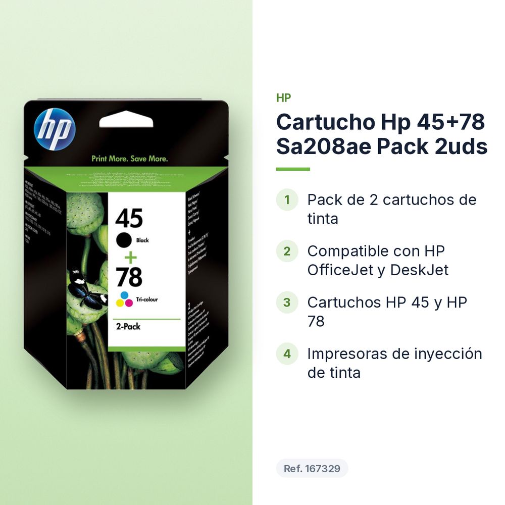 CARTUCHO HP 45+78 SA208AE PACK 2UDS - características principales