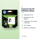 CARTUCHO HP 56 C6656AE NEGRO - características principales