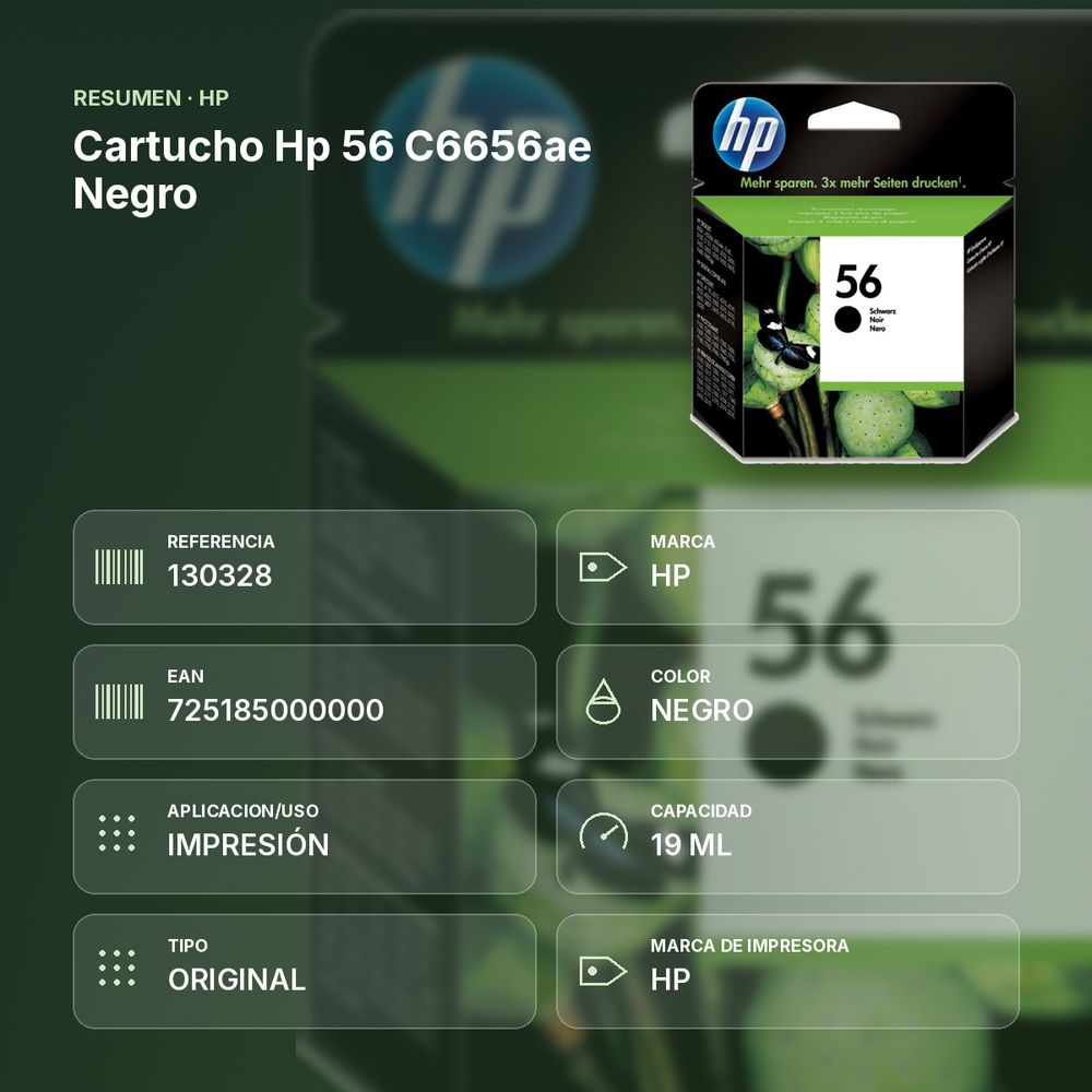 CARTUCHO HP 56 C6656AE NEGRO - resumen de atributos