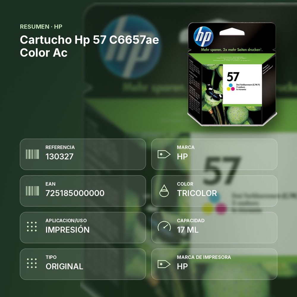 CARTUCHO HP 57 C6657AE COLOR AC - resumen de atributos