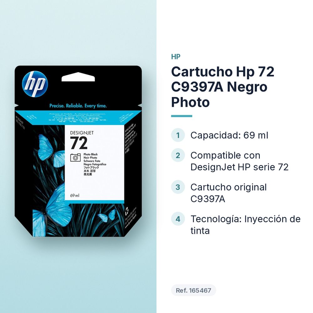 CARTUCHO HP 72 C9397A NEGRO PHOTO - características principales
