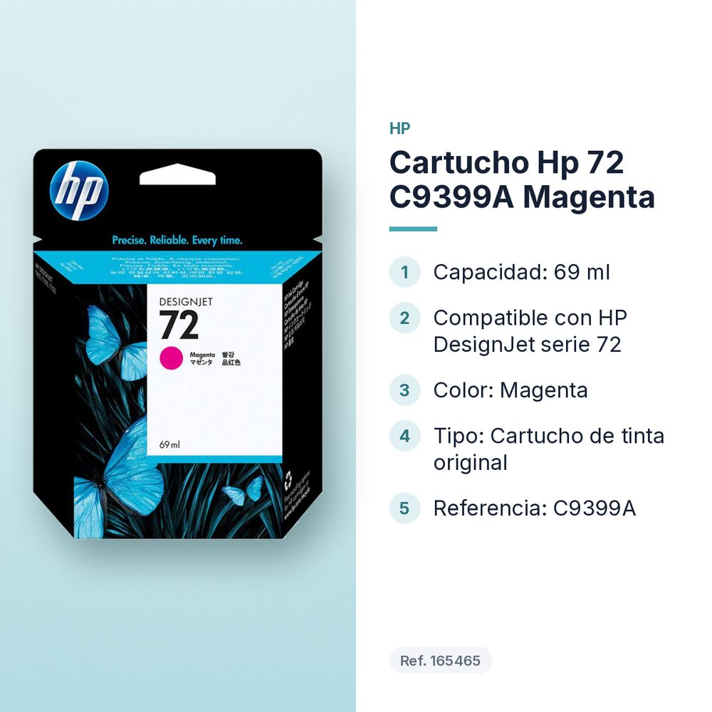 CARTUCHO HP 72 C9399A MAGENTA - características principales