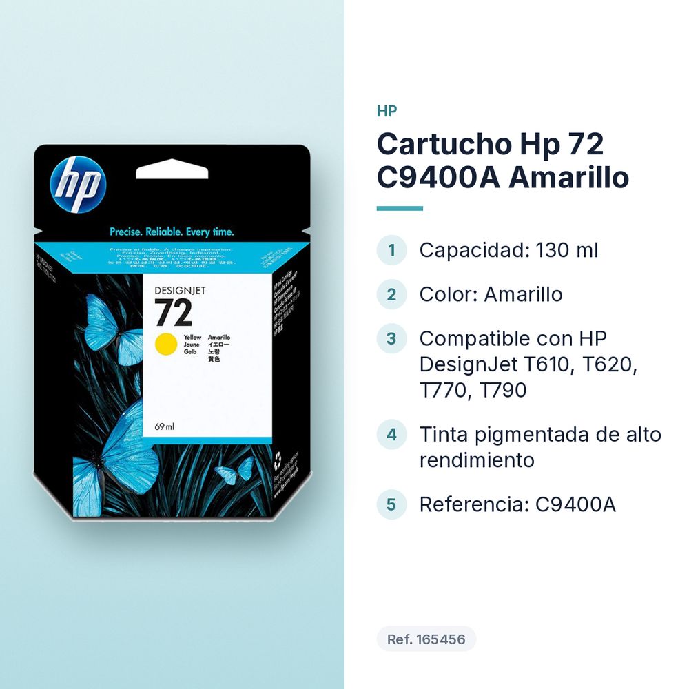 CARTUCHO HP 72 C9400A AMARILLO - características principales