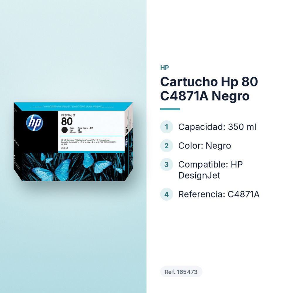 CARTUCHO HP 80 C4871A NEGRO - características principales