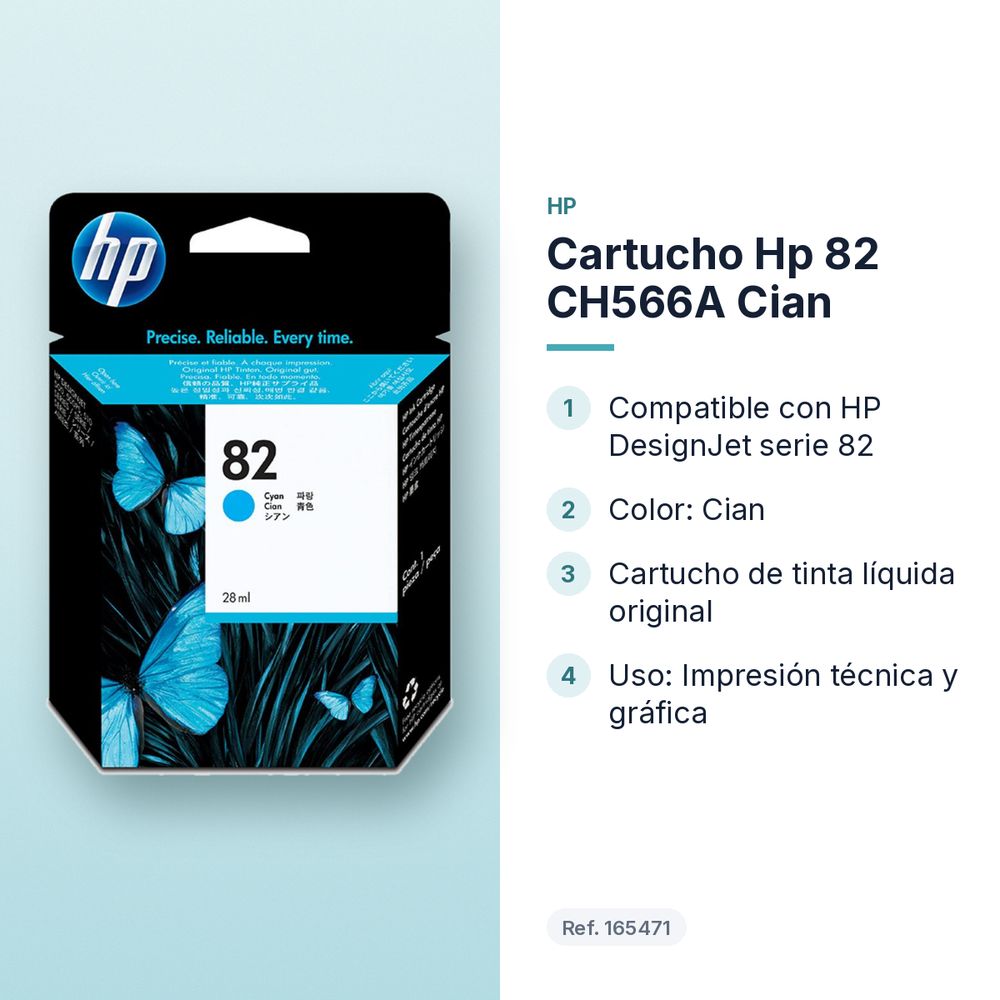 CARTUCHO HP 82 CH566A CIAN - características principales