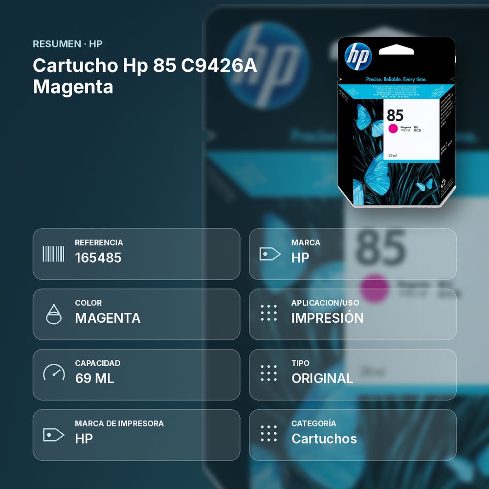 CARTUCHO HP 85 C9426A MAGENTA - resumen de atributos