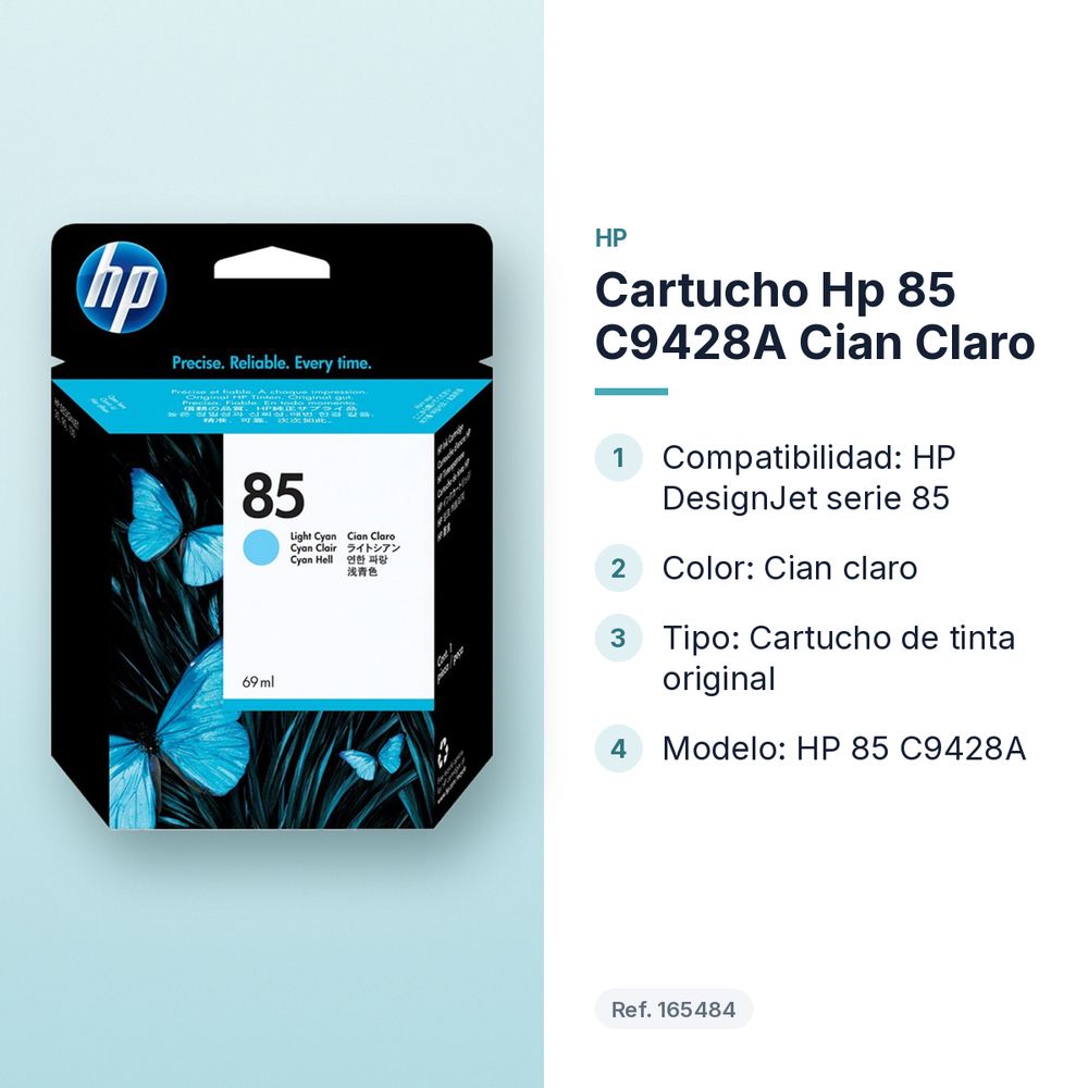 CARTUCHO HP 85 C9428A CIAN CLARO - características principales