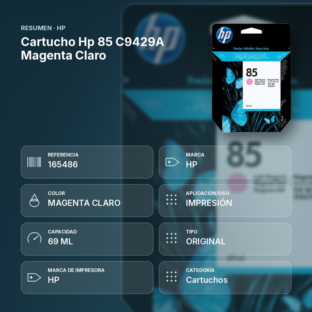 CARTUCHO HP 85 C9429A MAGENTA CLARO - resumen de atributos