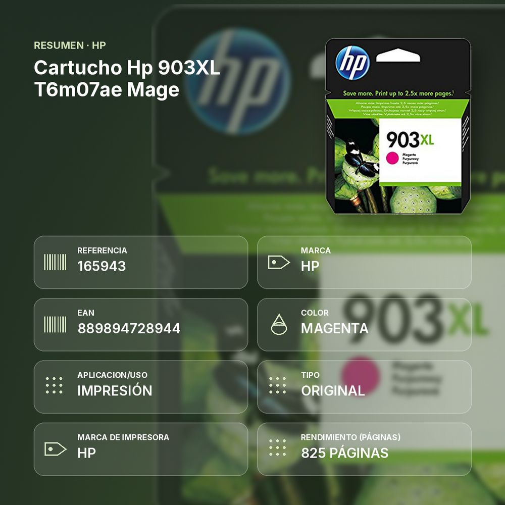 CARTUCHO HP 903XL T6M07AE MAGE - resumen de atributos