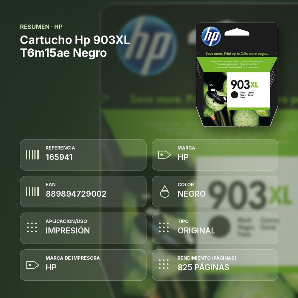 CARTUCHO HP 903XL T6M15AE NEGRO - resumen de atributos