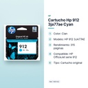 CARTUCHO HP 912 3JA77AE CYAN - características principales
