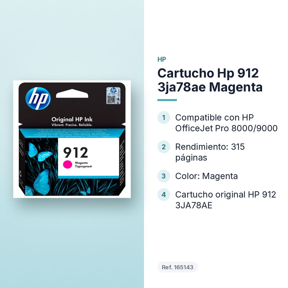 CARTUCHO HP 912 3JA78AE MAGENTA - características principales