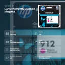 CARTUCHO HP 912 3JA78AE MAGENTA - resumen de atributos