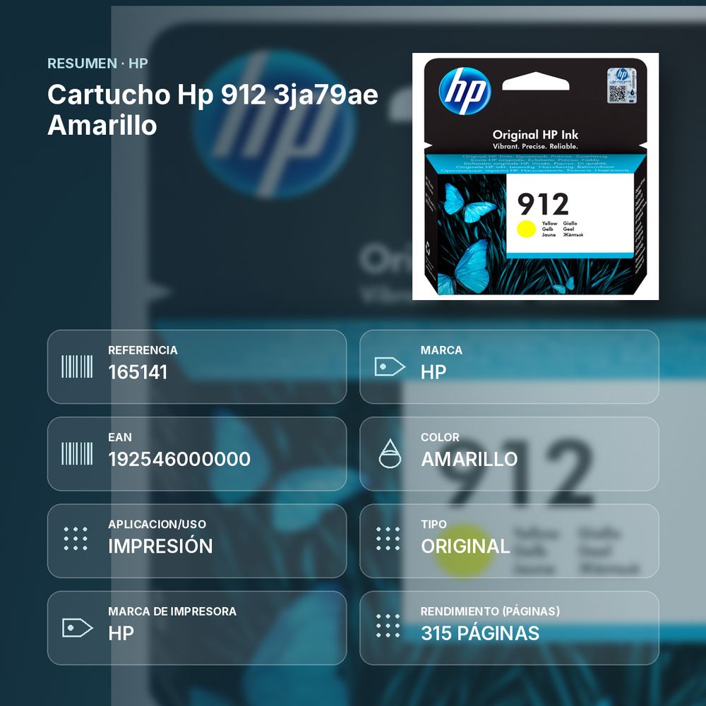 CARTUCHO HP 912 3JA79AE AMARILLO - resumen de atributos