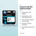 CARTUCHO HP 912 3YL80AE NEGRO - características principales