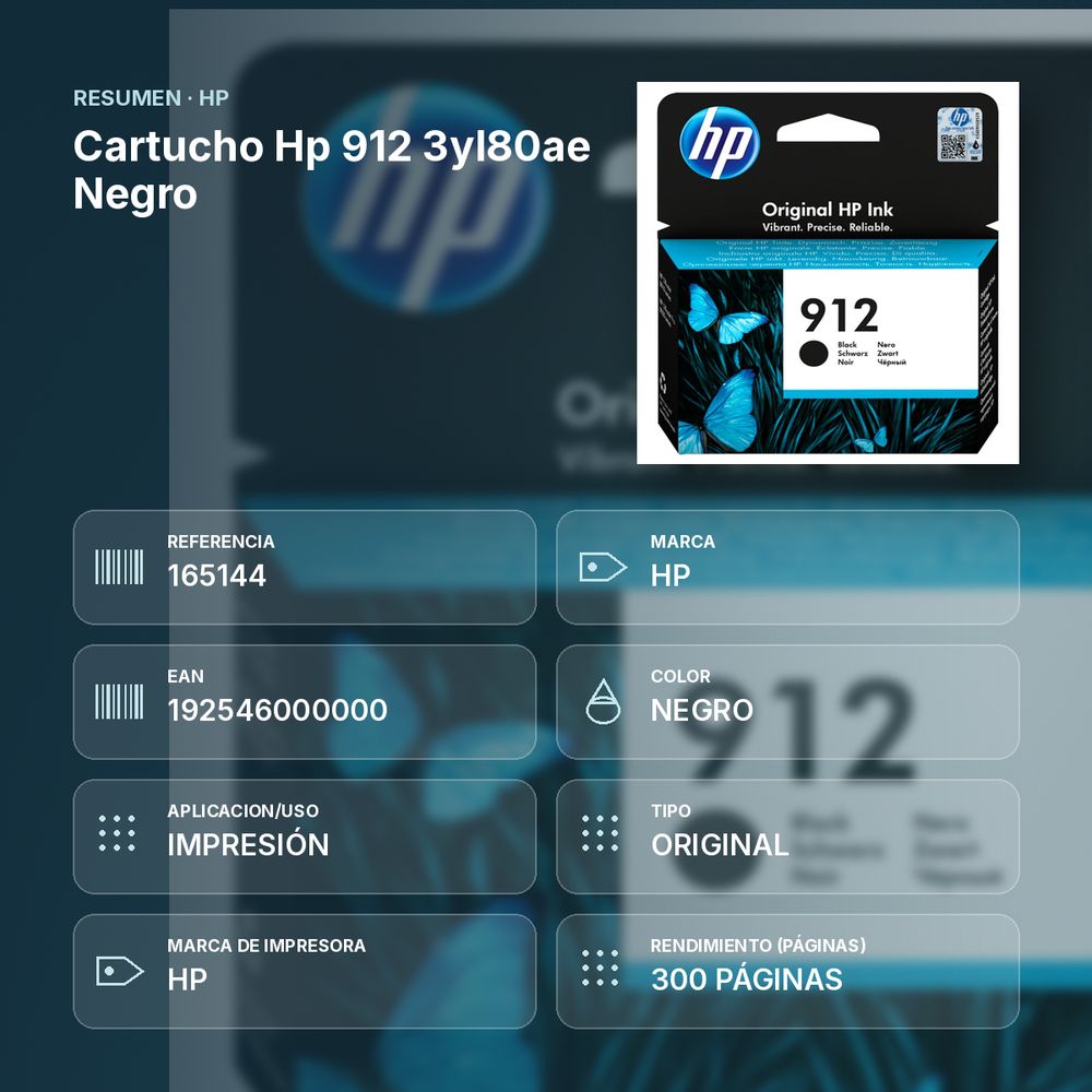 CARTUCHO HP 912 3YL80AE NEGRO - resumen de atributos