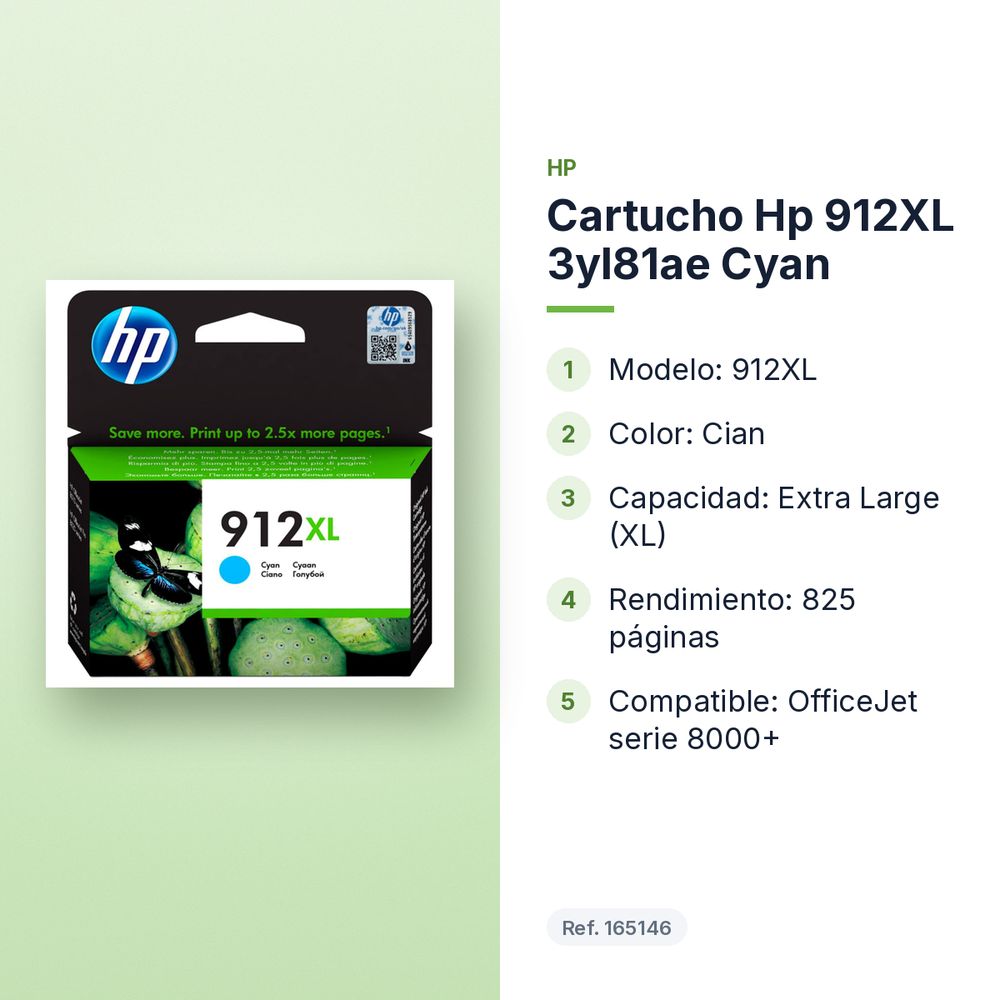 CARTUCHO HP 912XL 3YL81AE CYAN - características principales