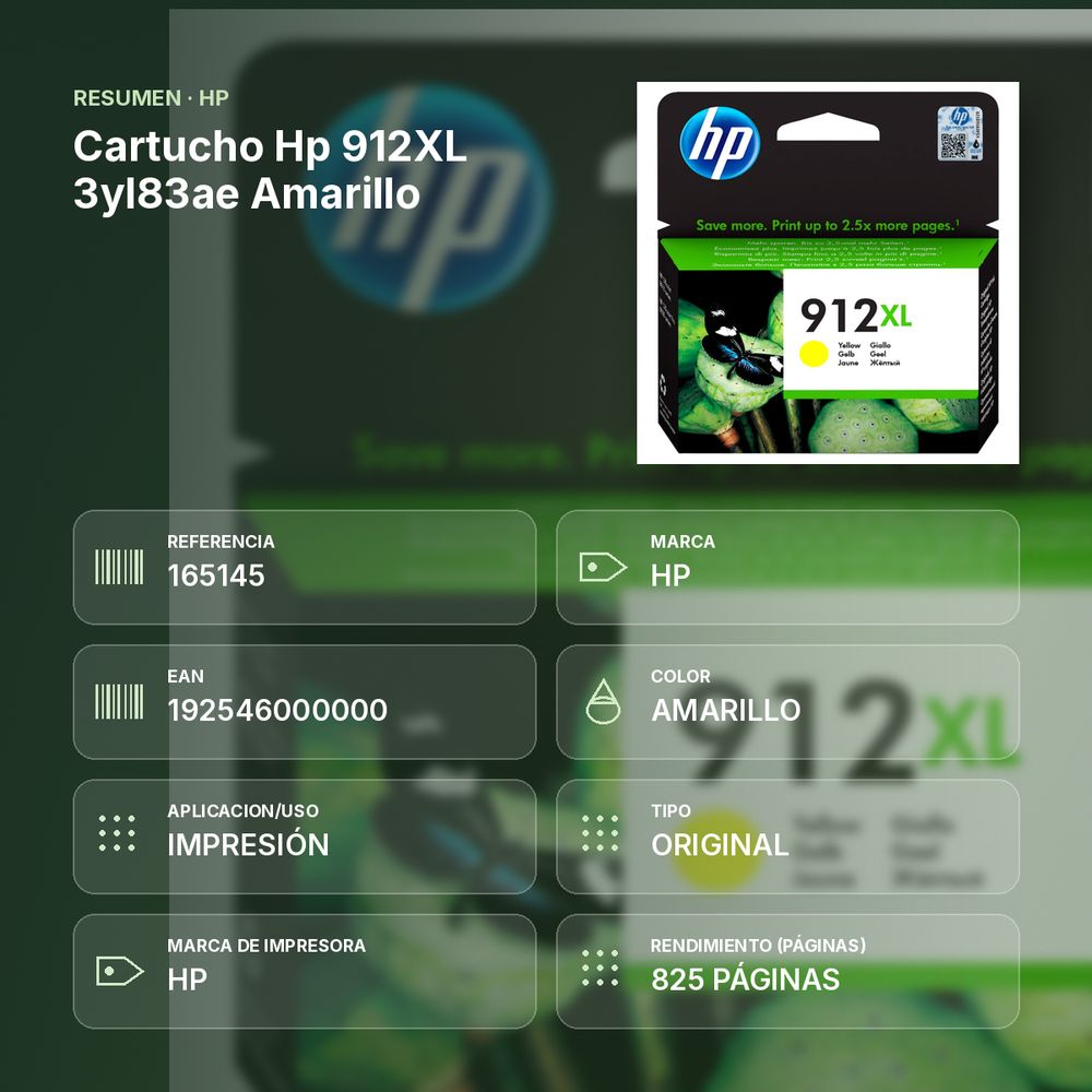 CARTUCHO HP 912XL 3YL83AE AMARILLO - resumen de atributos