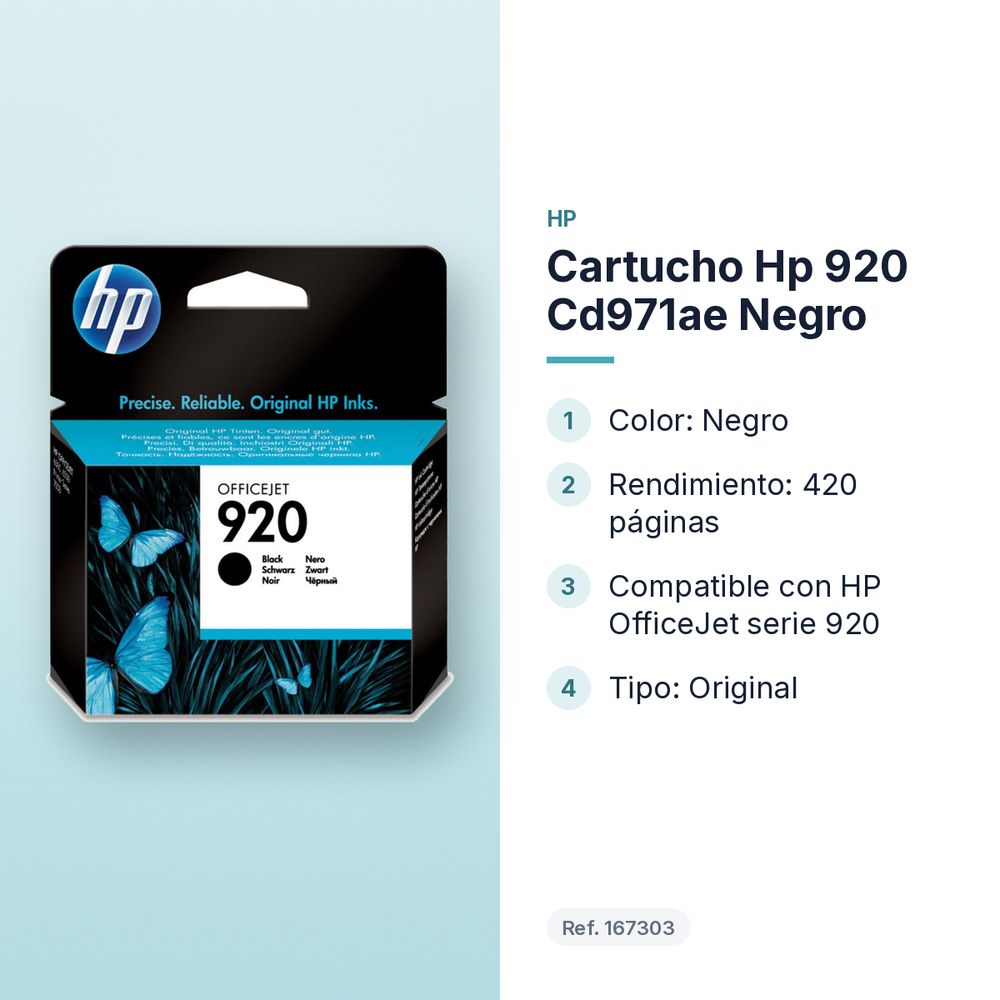 CARTUCHO HP 920 CD971AE NEGRO - características principales