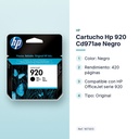 CARTUCHO HP 920 CD971AE NEGRO - características principales