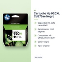 CARTUCHO HP 920XL CD975AE NEGRO - características principales