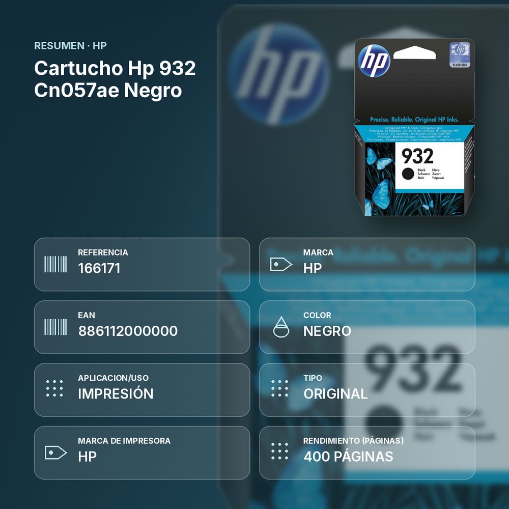 CARTUCHO HP 932 CN057AE NEGRO - resumen de atributos