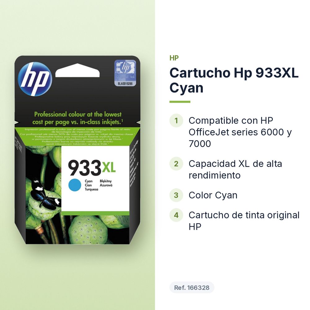 CARTUCHO HP 933XL CYAN - características principales
