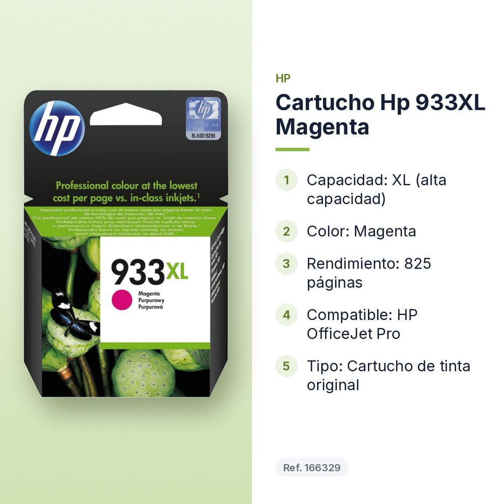 CARTUCHO HP 933XL MAGENTA - características principales