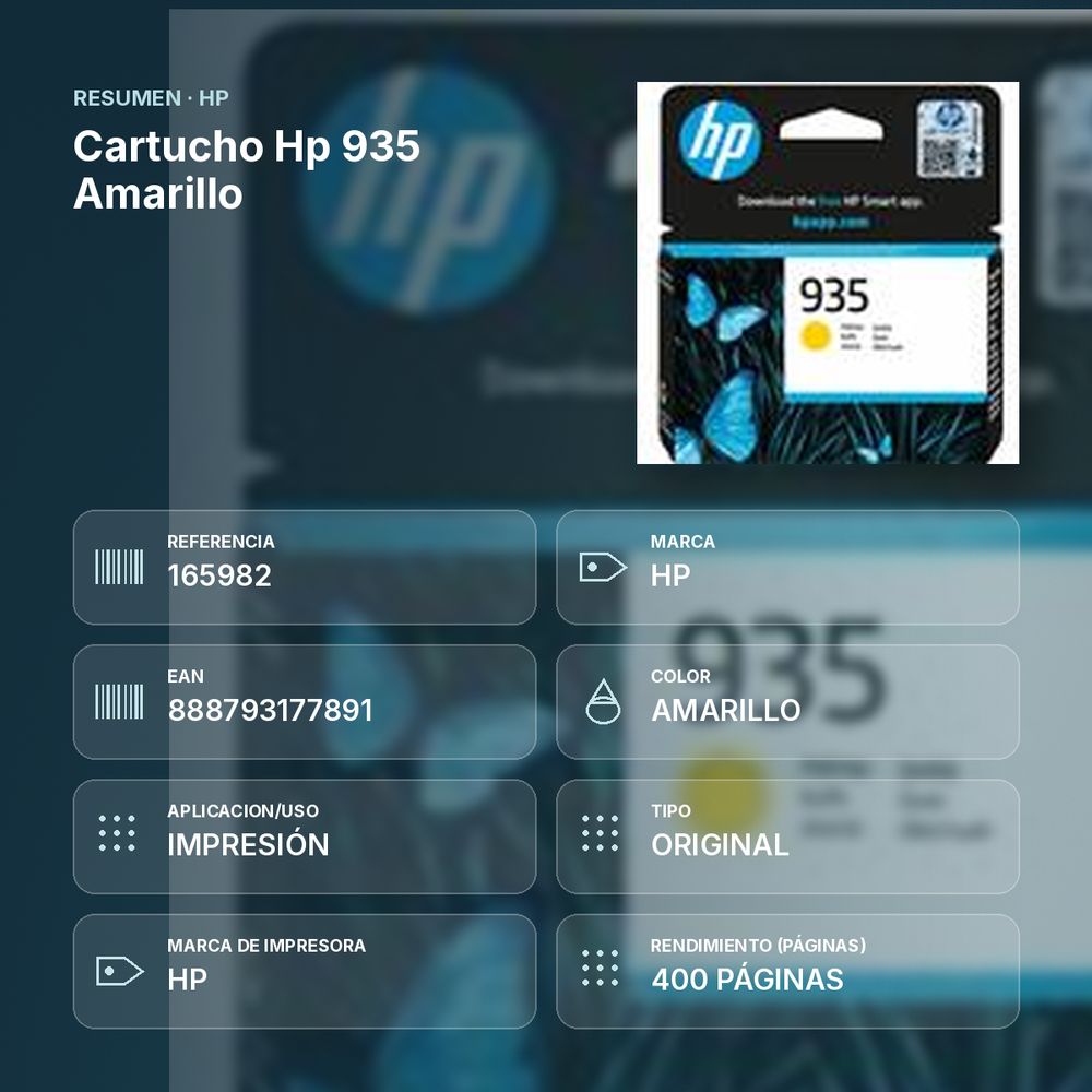 CARTUCHO HP 935 AMARILLO - resumen de atributos