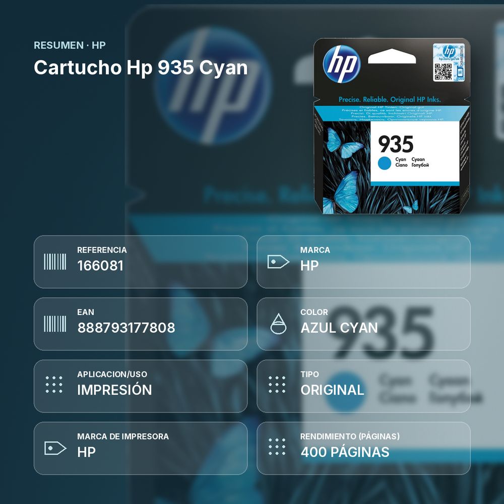 CARTUCHO HP 935 CYAN - resumen de atributos