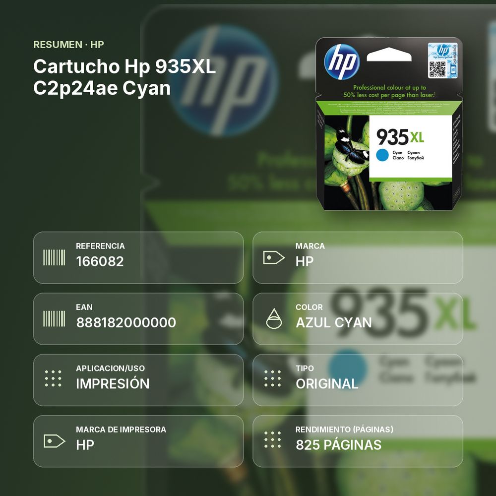 CARTUCHO HP 935XL C2P24AE CYAN - resumen de atributos
