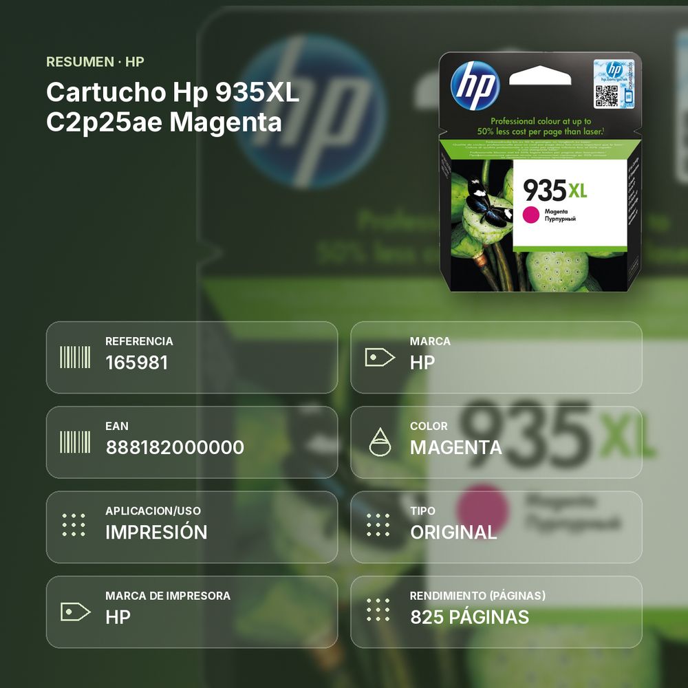 CARTUCHO HP 935XL C2P25AE MAGENTA - resumen de atributos