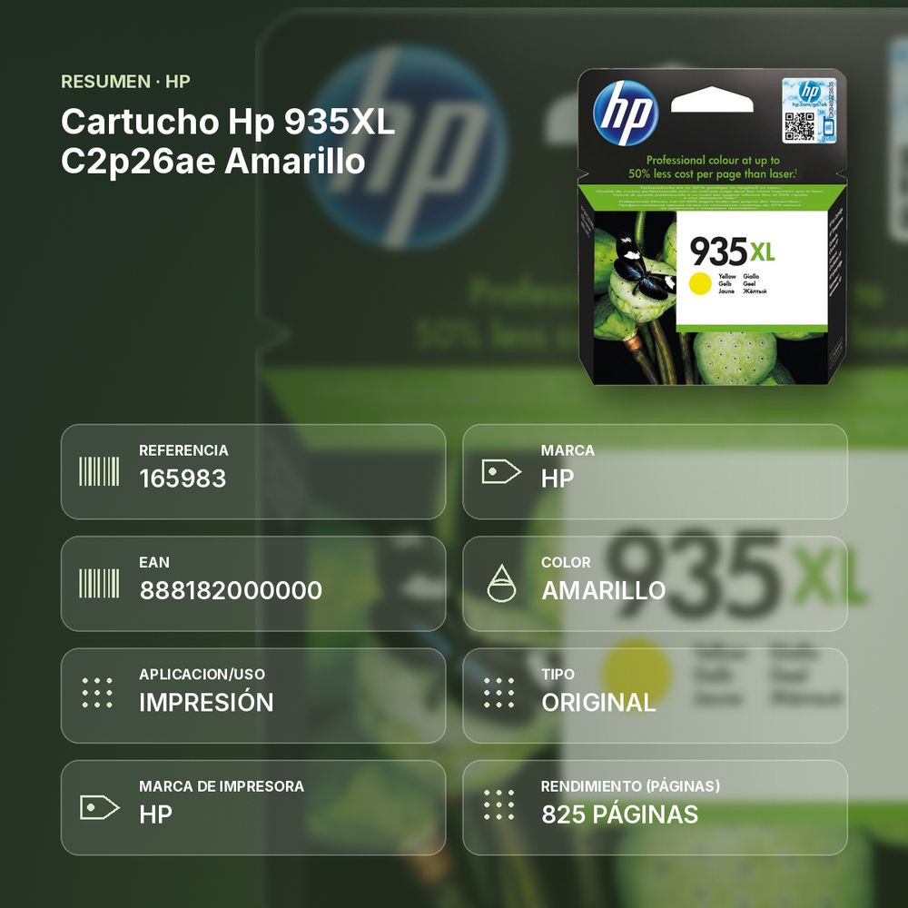 CARTUCHO HP 935XL C2P26AE AMARILLO - resumen de atributos