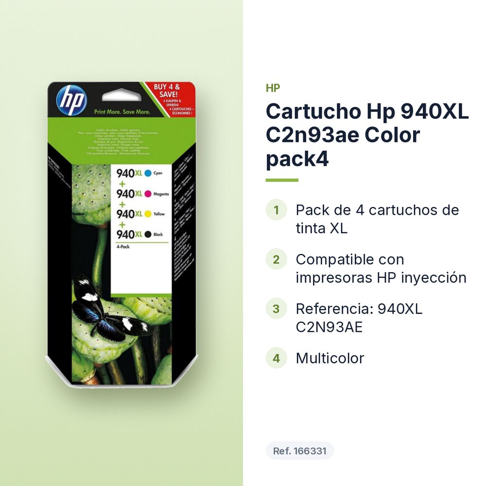 CARTUCHO HP 940XL C2N93AE COLOR PACK4 - características principales