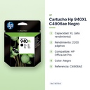 CARTUCHO HP 940XL C4906AE NEGRO - características principales
