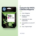 CARTUCHO HP 940XL C4908AE MAGENTA - características principales