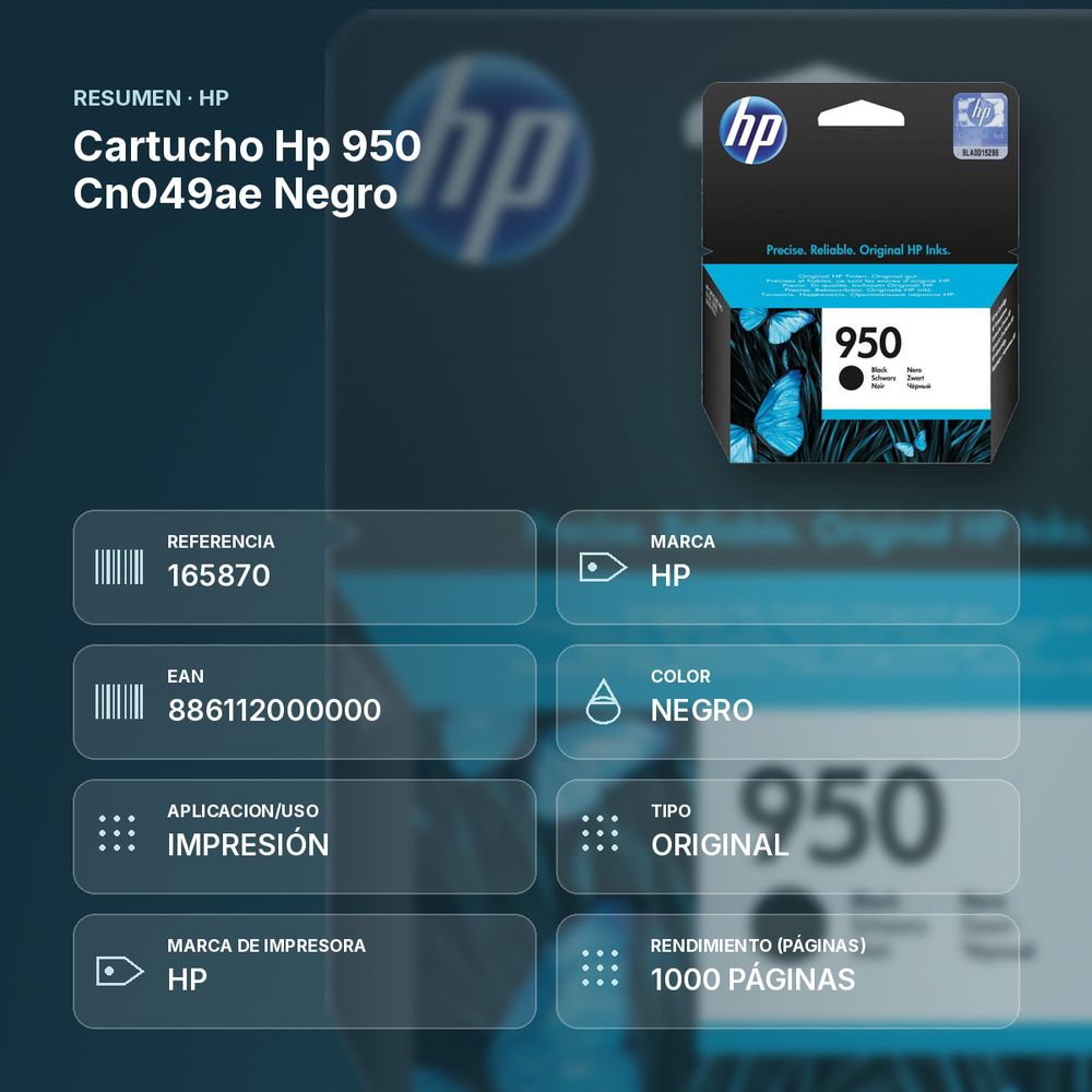 CARTUCHO HP 950 CN049AE NEGRO - resumen de atributos